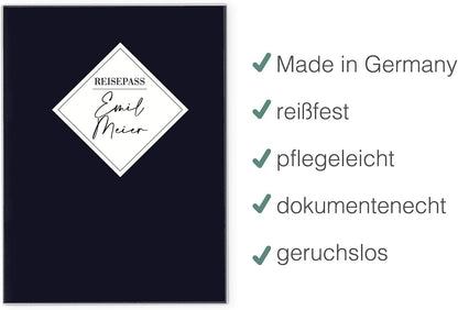 Dark Blue Reisepasshülle für Erwachsene und Kinder Mit Namen