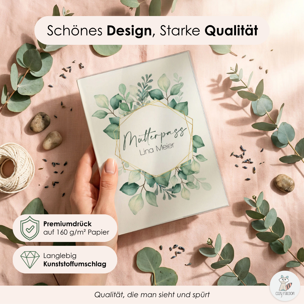 Green Leaves Mutterpasshülle Mit Personalisierung