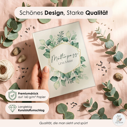 Green Leaves Mutterpasshülle Mit Personalisierung