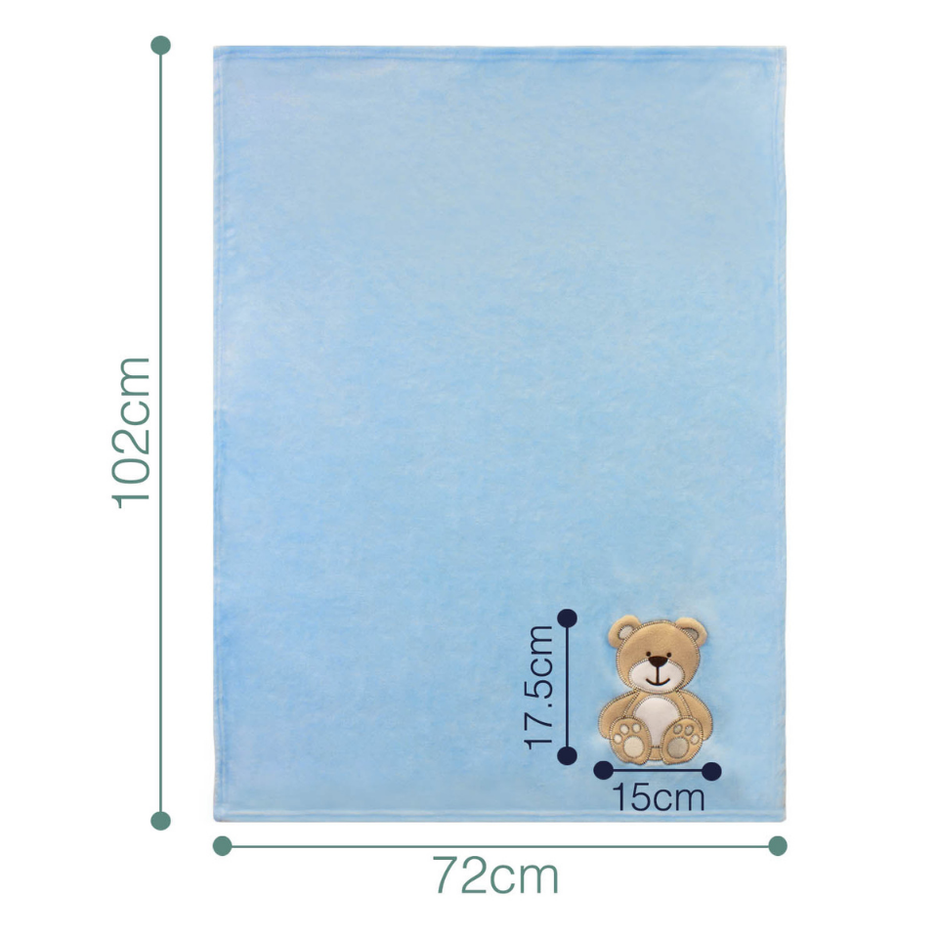 Decke Blau Mit Bär | Babydecke Bestickt