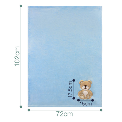 Decke Blau Mit Bär | Babydecke Bestickt