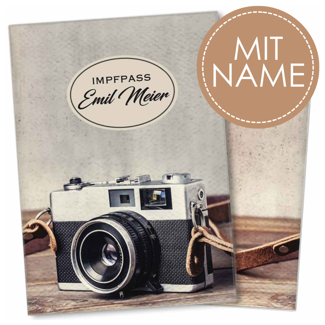 Kamera Personalisierbare Impfpasshülle für Erwachsene und Kinder