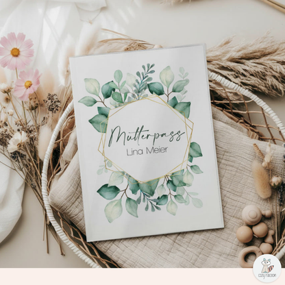 Green Leaves Mutterpasshülle Mit Personalisierung