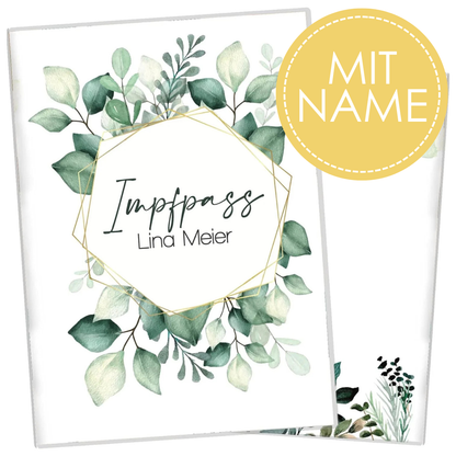 Green Leaves Personalisierbare Impfpasshülle für Erwachsene und Kinder