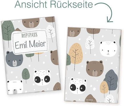 Bären Personalisierbare Impfpasshülle für Erwachsene und Kinder