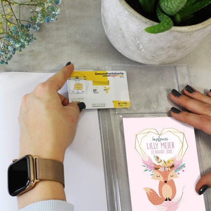 Boho Fuchs Rosa U-Heft und Impfpasshülle Mit Personalisierung