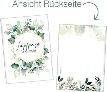 Green Leaves Personalisierbare Impfpasshülle für Erwachsene und Kinder