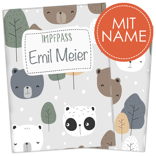 Bären Personalisierbare Impfpasshülle für Erwachsene und Kinder