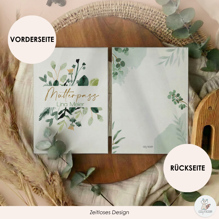 Green Flowers Mutterpasshülle Mit Personalisierung