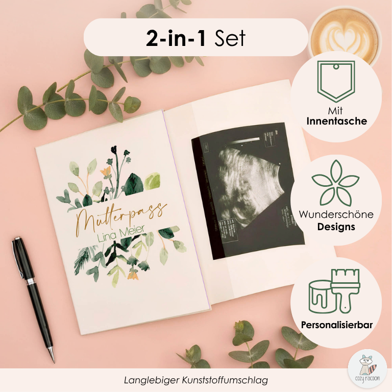 Green Flowers Mutterpasshülle Mit Personalisierung