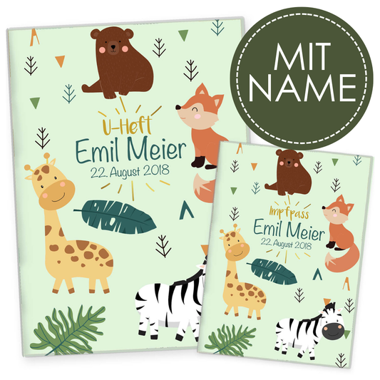 Zebra & Giraffe U-Heft und Impfpasshülle Mit Personalisierung