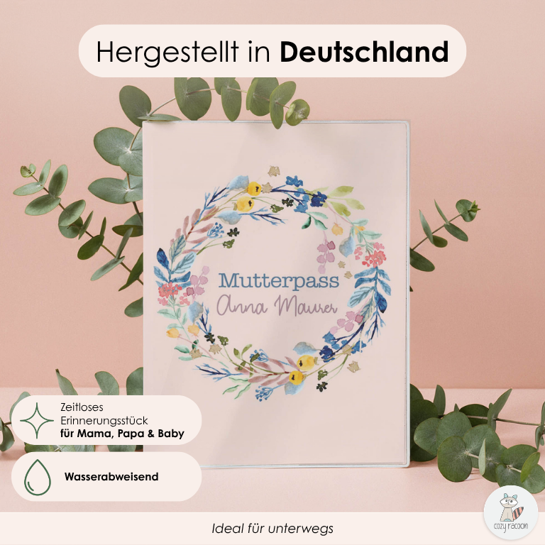 Flower Circle Mutterpasshülle Mit Personalisierung