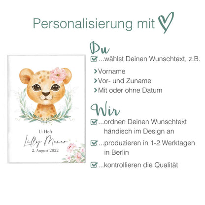 Löwen Mädchen U-Heft und Impfpasshülle Mit Personalisierung