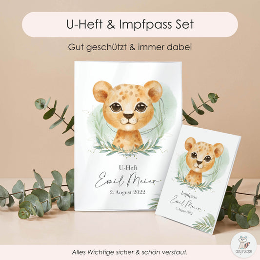 Löwen Junge U-Heft und Impfpasshülle Mit Personalisierung