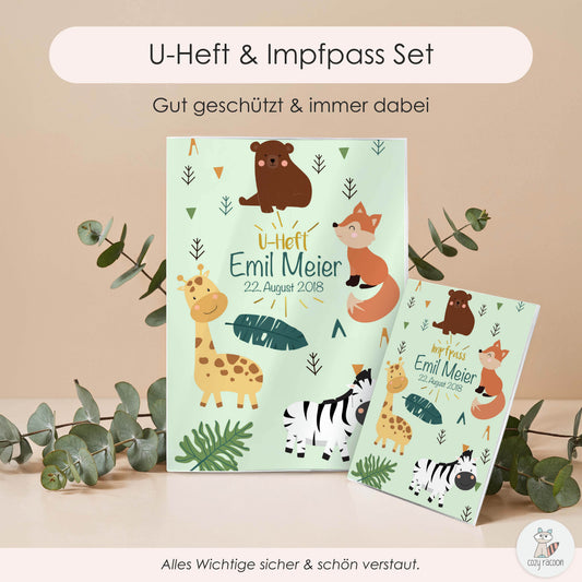 Zebra & Giraffe U-Heft und Impfpasshülle Mit Personalisierung