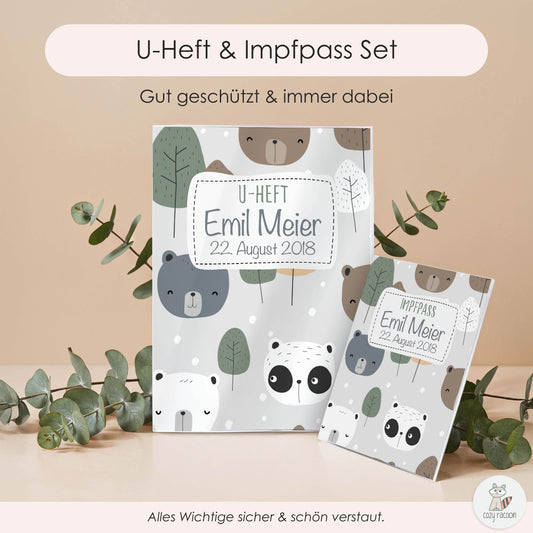 Bären U-Heft und Impfpasshülle Mit Personalisierung