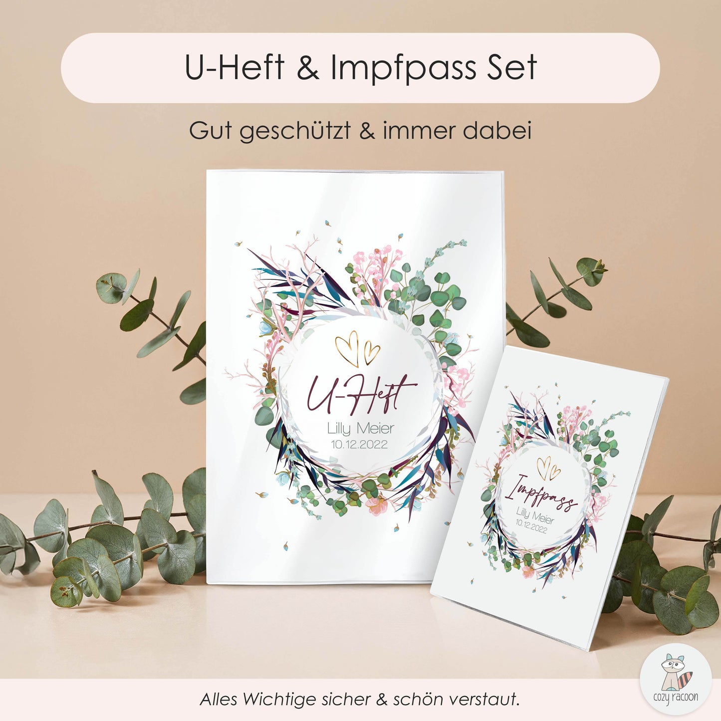 Flower Party U-Heft und Impfpasshülle Mit Personalisierung