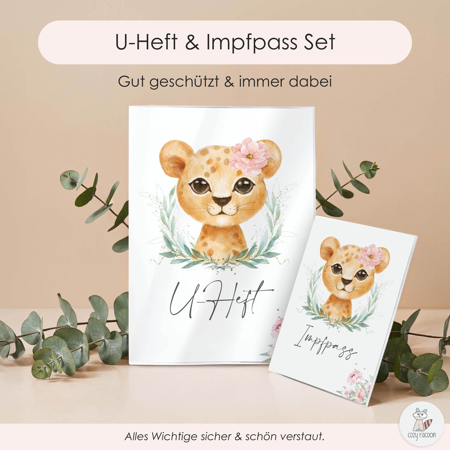 Löwen Mädchen U-Heft und Impfpasshülle Ohne Personalisierung