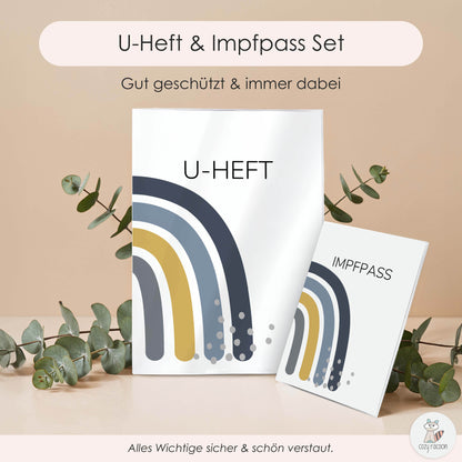 Regenbogen Blau U-Heft und Impfpasshülle Ohne Personalisierung