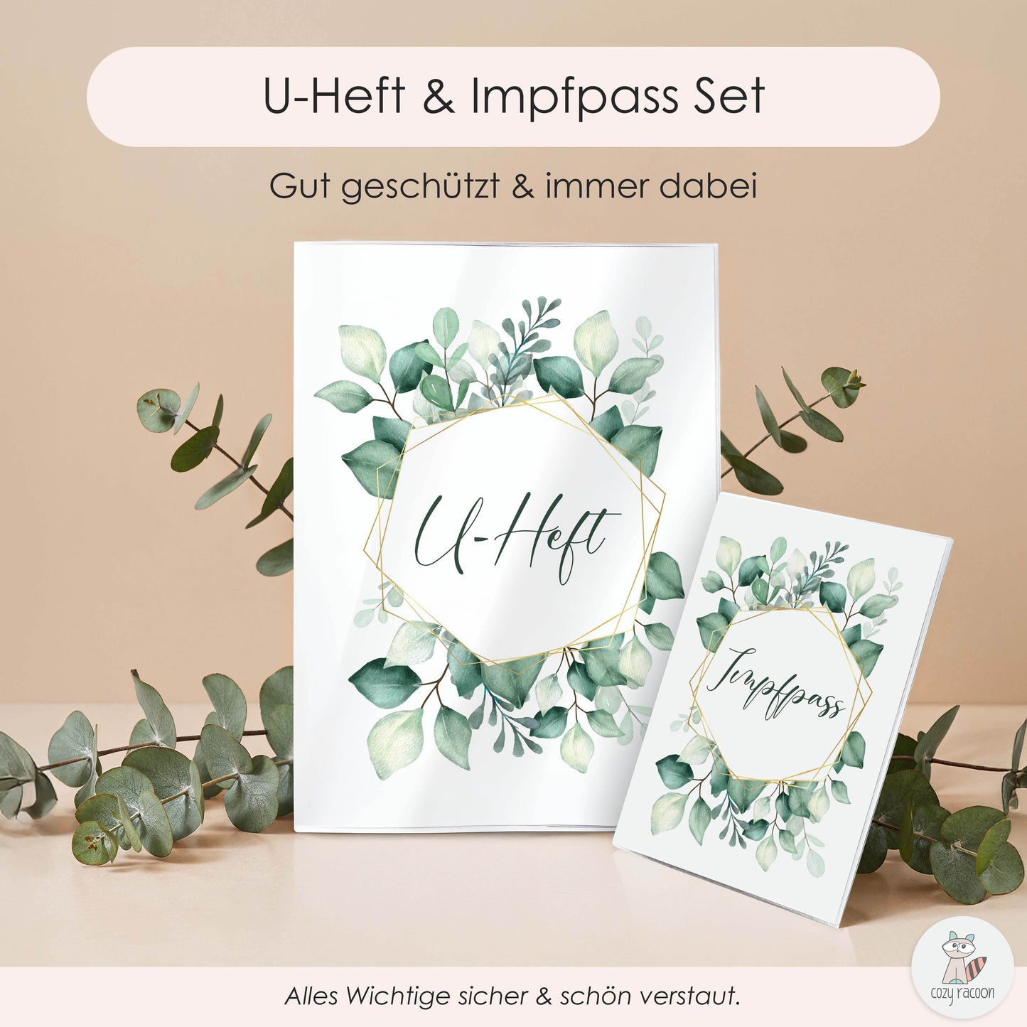 Green Flowers U-Heft und Impfpasshülle Ohne Personalisierung