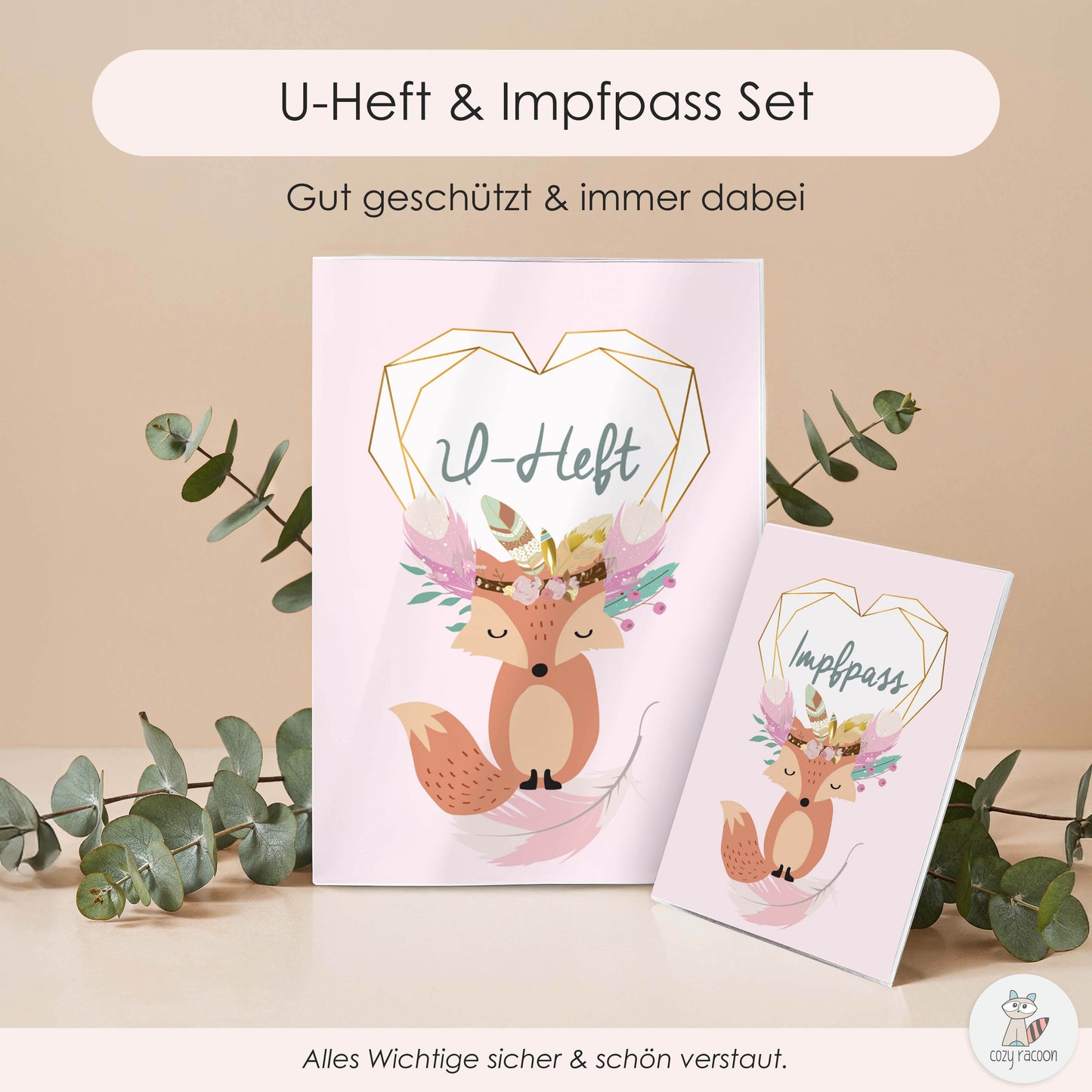 Boho Fuchs Rosa U-Heft und Impfpasshülle Ohne Personalisierung