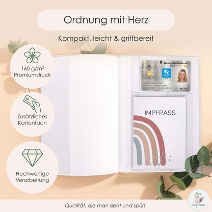 Regenbogen Altrosa U-Heft und Impfpasshülle Ohne Personalisierung