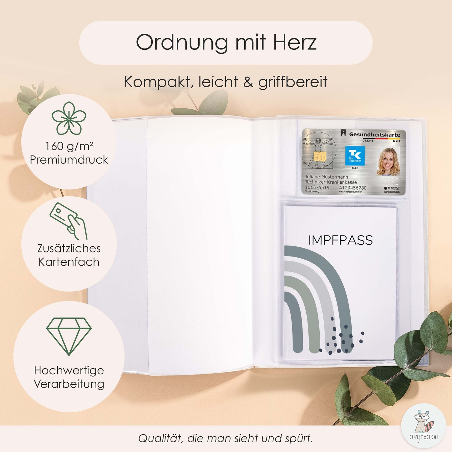 Regenbogen Jadegrün U-Heft und Impfpasshülle Ohne Personalisierung