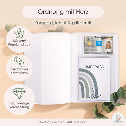 Regenbogen Jadegrün U-Heft und Impfpasshülle Ohne Personalisierung