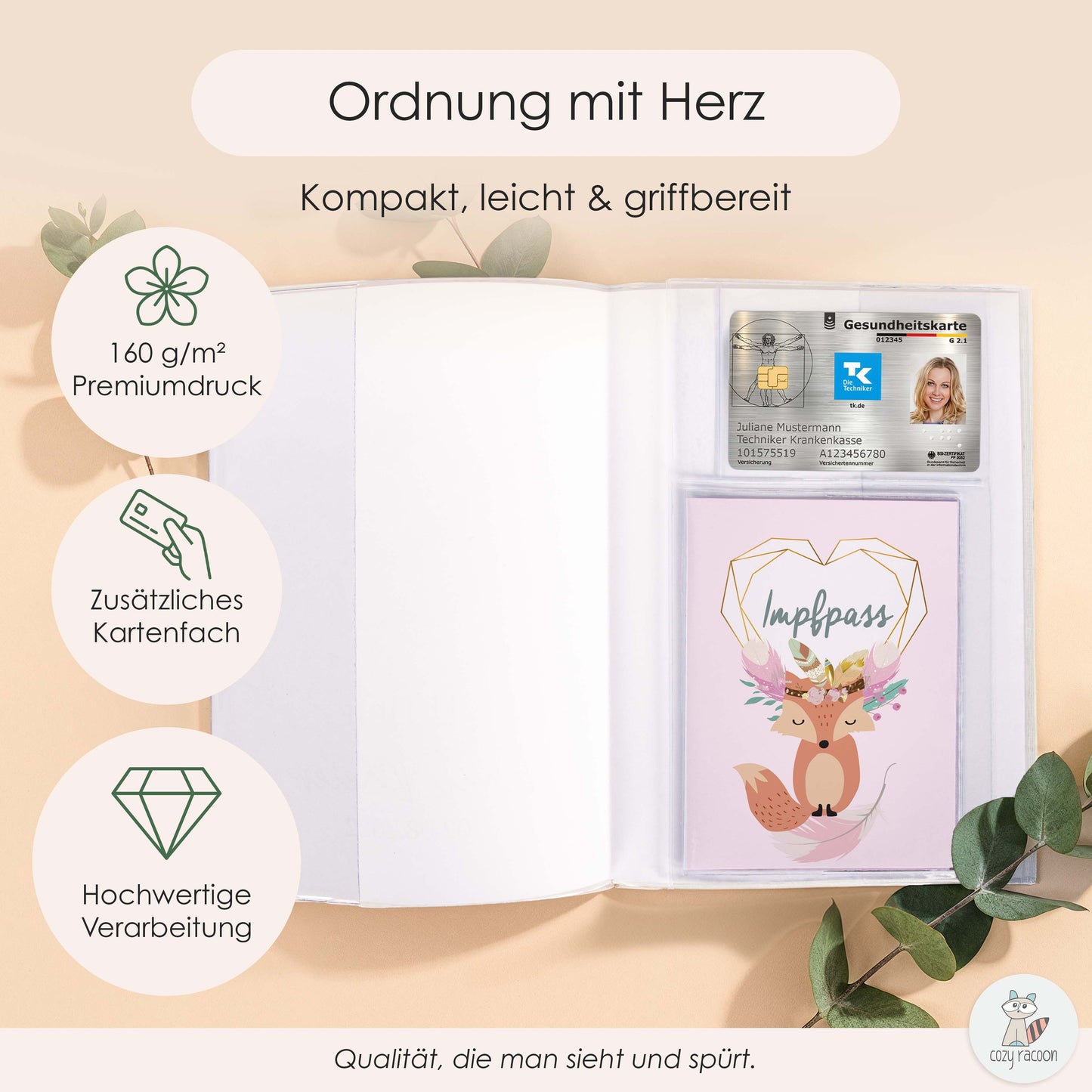 Boho Fuchs Rosa U-Heft und Impfpasshülle Ohne Personalisierung