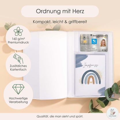 Wasserfarben Blau U-Heft und Impfpasshülle Ohne Personalisierung