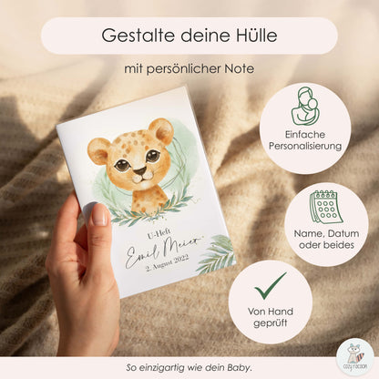 Löwen Junge U-Heft und Impfpasshülle Mit Personalisierung