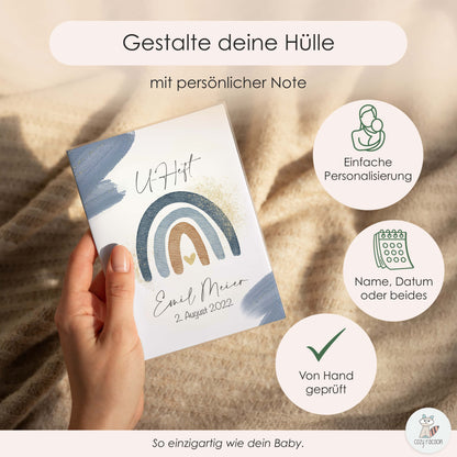 Wasserfarben Blau U-Heft und Impfpasshülle Mit Personalisierung