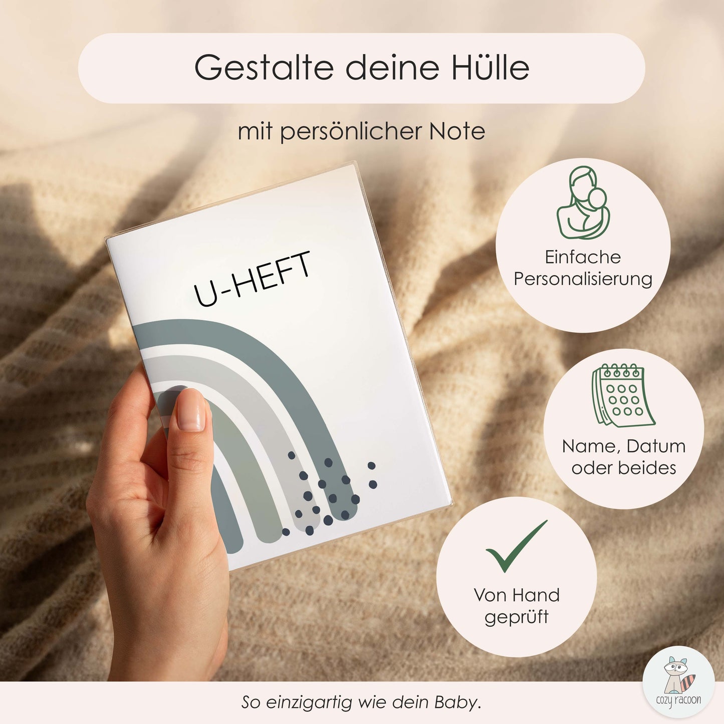 Regenbogen Jadegrün U-Heft und Impfpasshülle Ohne Personalisierung