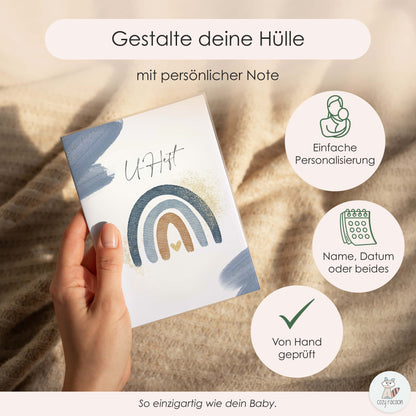 Wasserfarben Blau U-Heft und Impfpasshülle Ohne Personalisierung