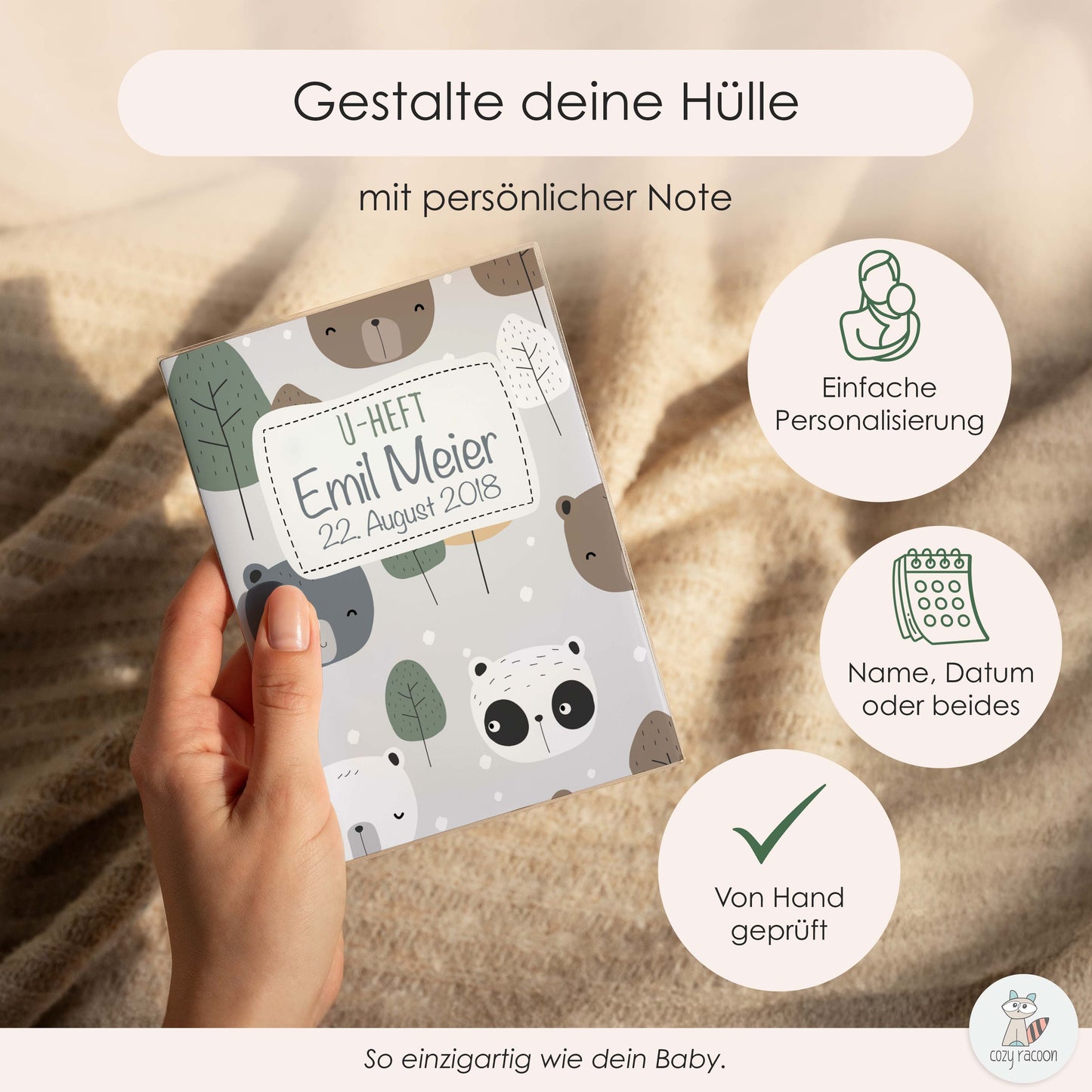 Bären U-Heft und Impfpasshülle Mit Personalisierung