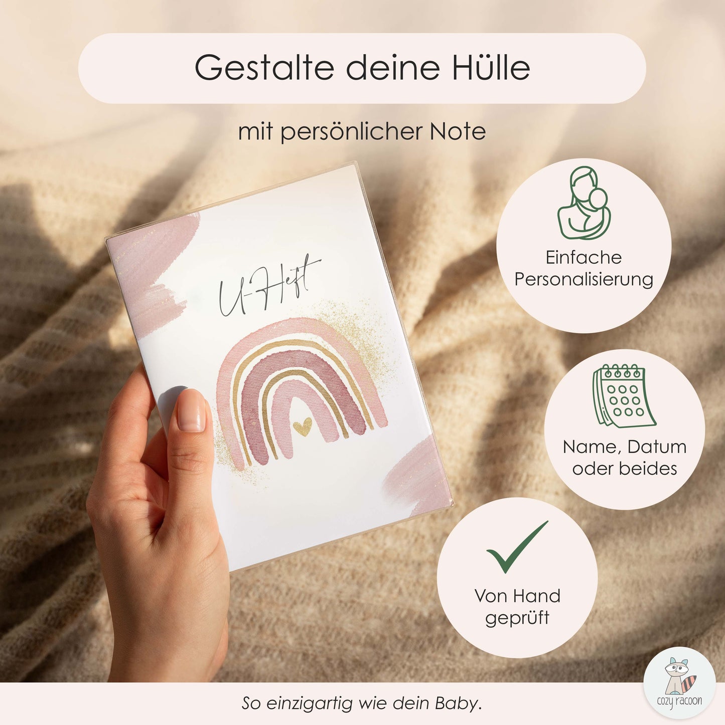 Wasserfarben Rosa U-Heft und Impfpasshülle Ohne Personalisierung