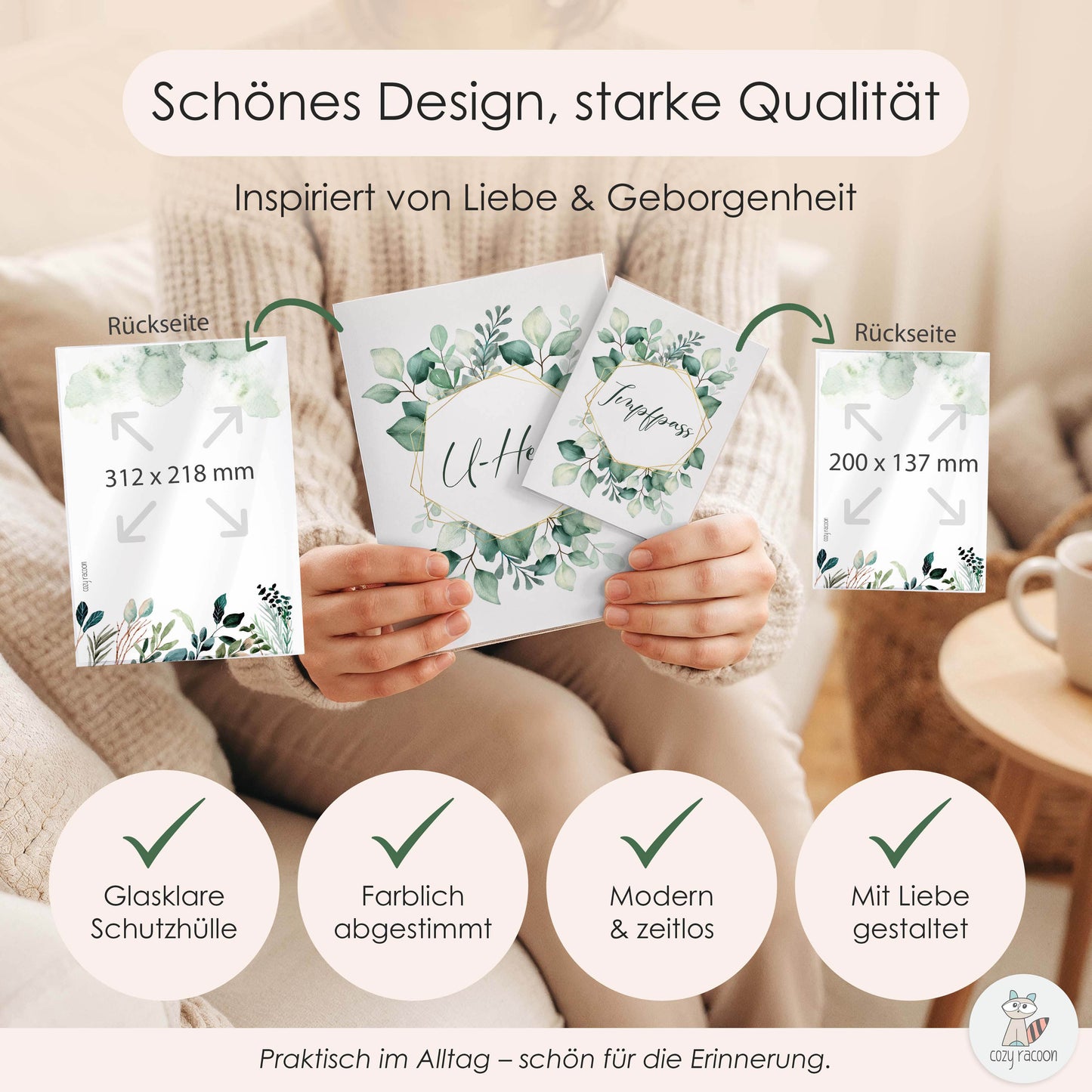 Green Flowers U-Heft und Impfpasshülle Ohne Personalisierung