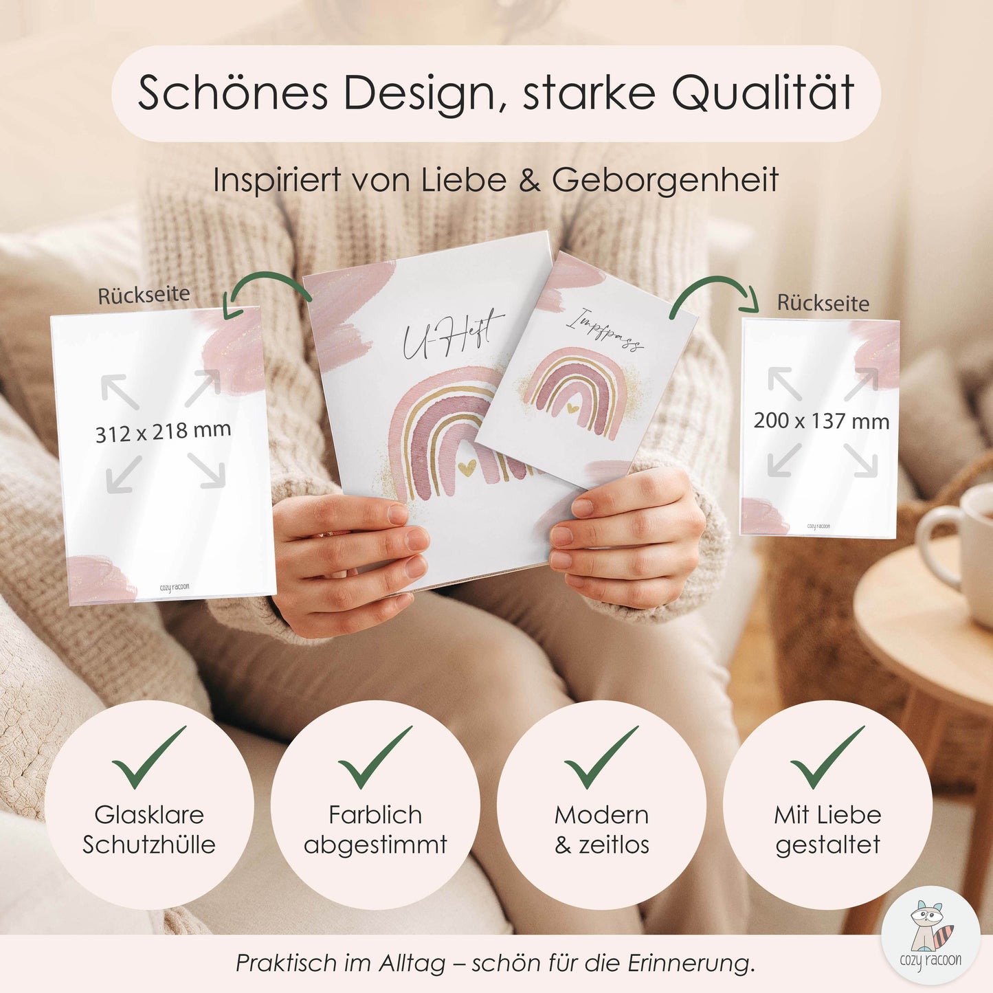 Wasserfarben Rosa U-Heft und Impfpasshülle Ohne Personalisierung