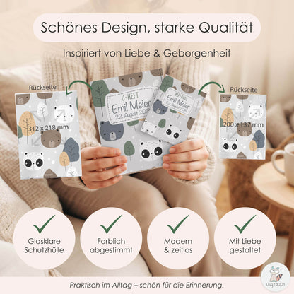 Bären U-Heft und Impfpasshülle Mit Personalisierung