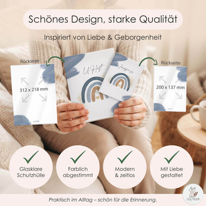 Wasserfarben Blau U-Heft und Impfpasshülle Ohne Personalisierung