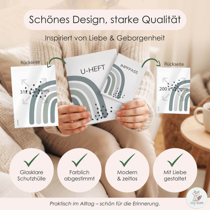 Regenbogen Jadegrün U-Heft und Impfpasshülle Ohne Personalisierung