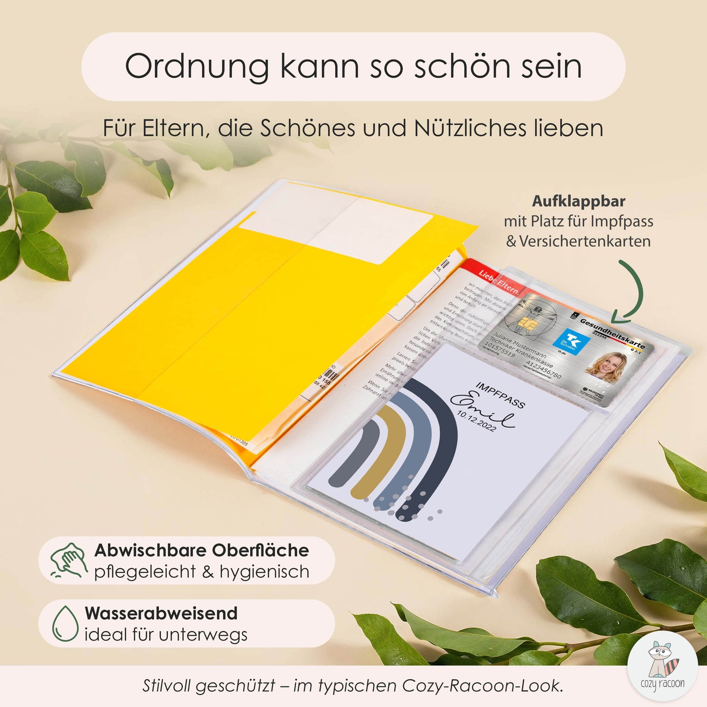 Regenbogen Blau U-Heft und Impfpasshülle Mit Personalisierung
