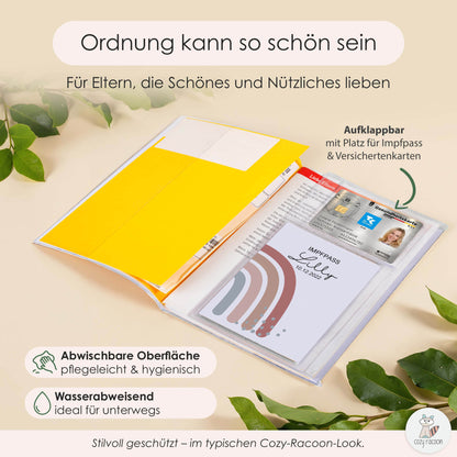 Regenbogen Altrosa U-Heft und Impfpasshülle Mit Personalisierung