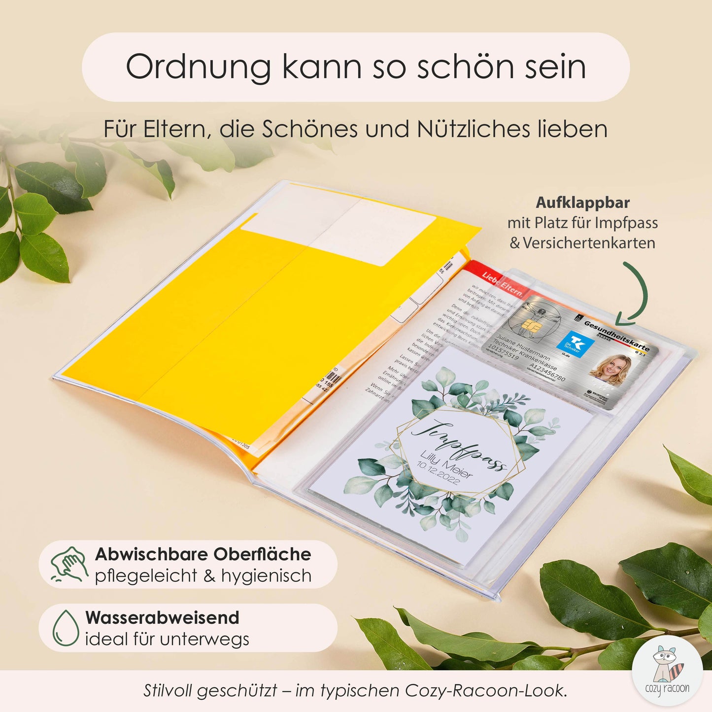 Green Flowers U-Heft und Impfpasshülle Mit Personalisierung