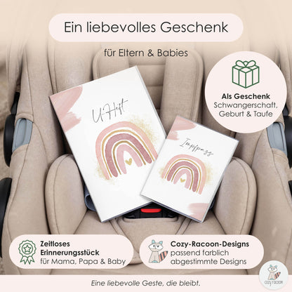 Wasserfarben Rosa U-Heft und Impfpasshülle Ohne Personalisierung