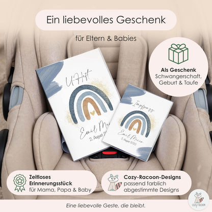 Wasserfarben Blau U-Heft und Impfpasshülle Mit Personalisierung