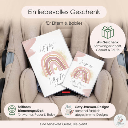 Wasserfarben Rosa U-Heft und Impfpasshülle Mit Personalisierung