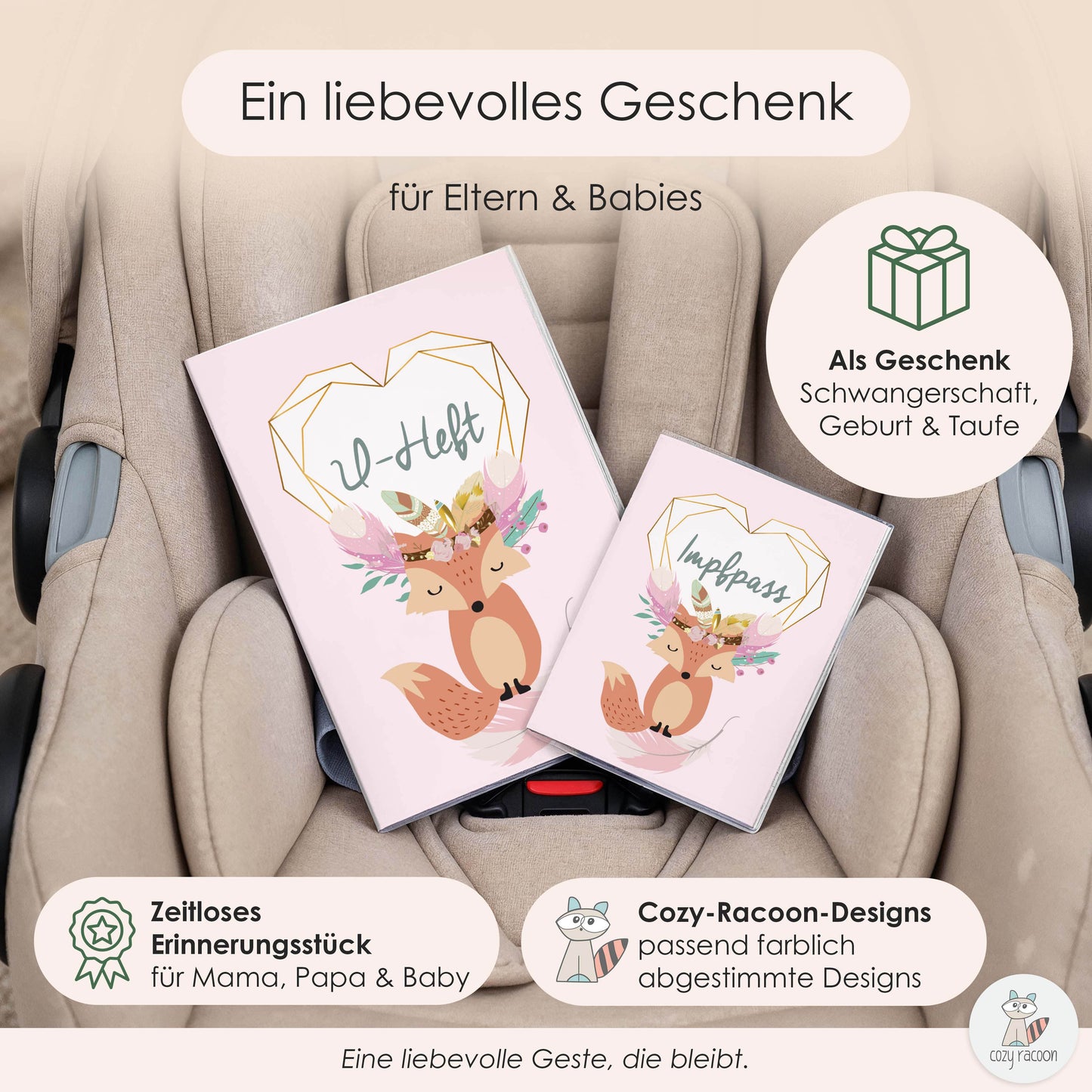 Boho Fuchs Rosa U-Heft und Impfpasshülle Ohne Personalisierung