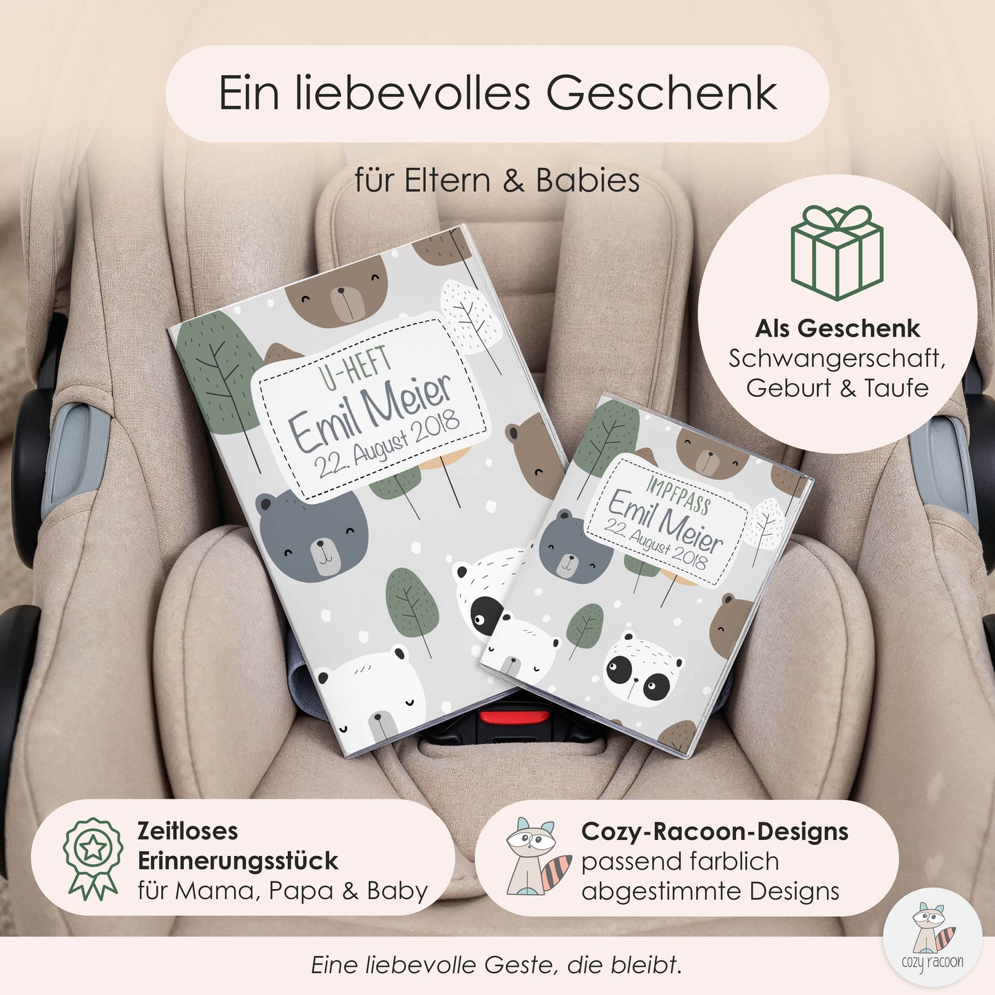 Bären U-Heft und Impfpasshülle Mit Personalisierung