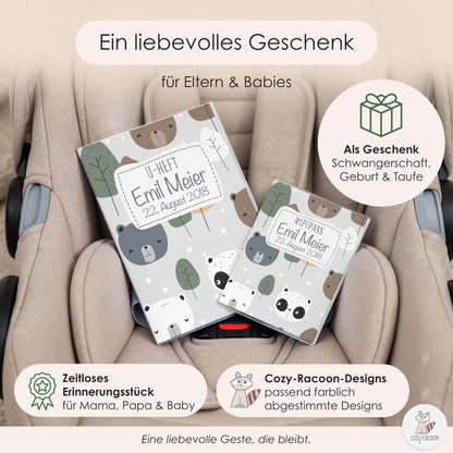 Bären U-Heft und Impfpasshülle Mit Personalisierung